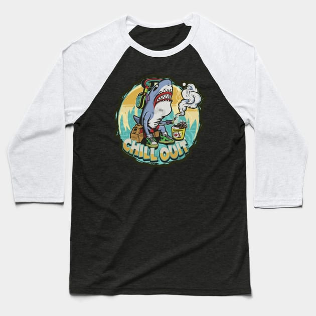 Pop Culture Shark in Hip Hop Gear Baseball T-Shirt by diegotorres